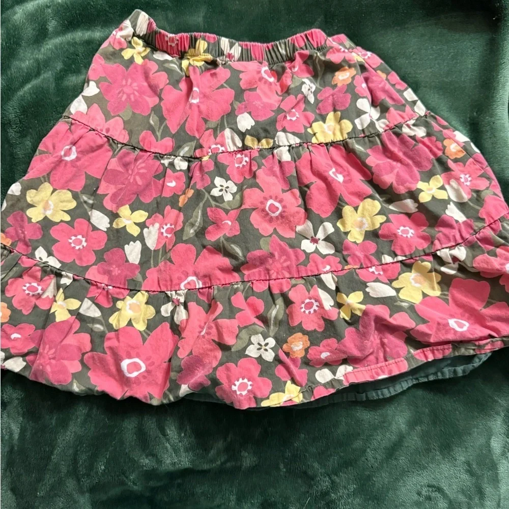 Vintage 2013 GYMBOREE Floral Tiered Skirt in Pink and Green